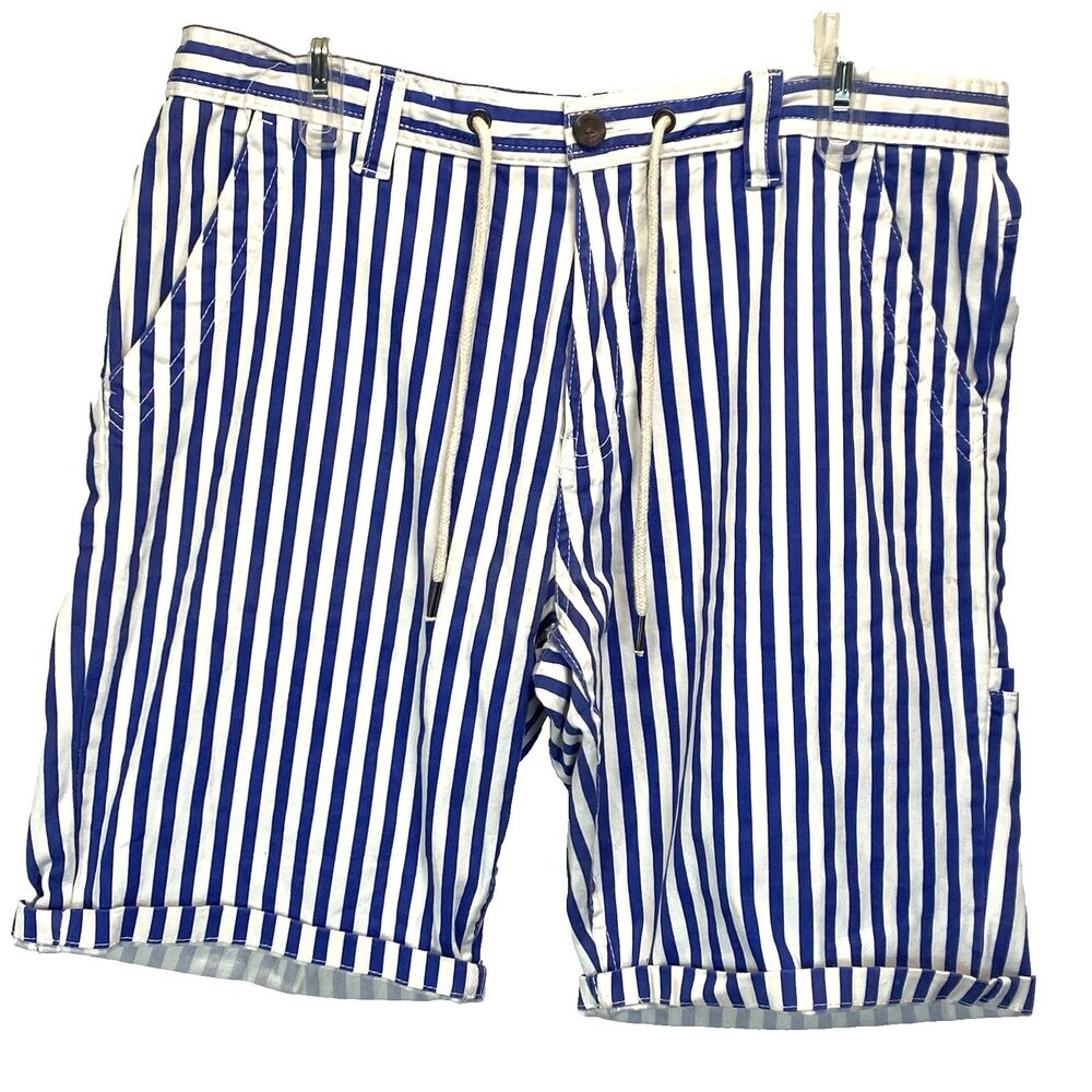 Company Eighty-One Board Shorts Men's 34 Drawstring Waist Blue Striped Stretch